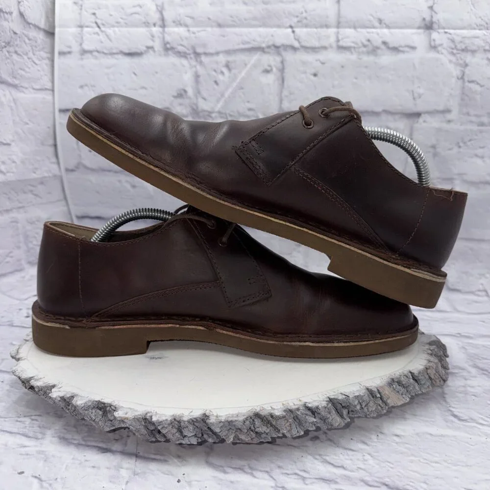 Clarks Mens Size 10 Bushacre Chukka Brown Leather Low Cut Shoes